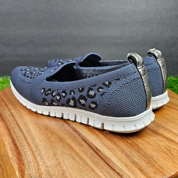 Cole Haan Zerogrand Stitchlite Women's Leopard Print Slip On Blue Flats Size 6.5 - Picture 4 of 11